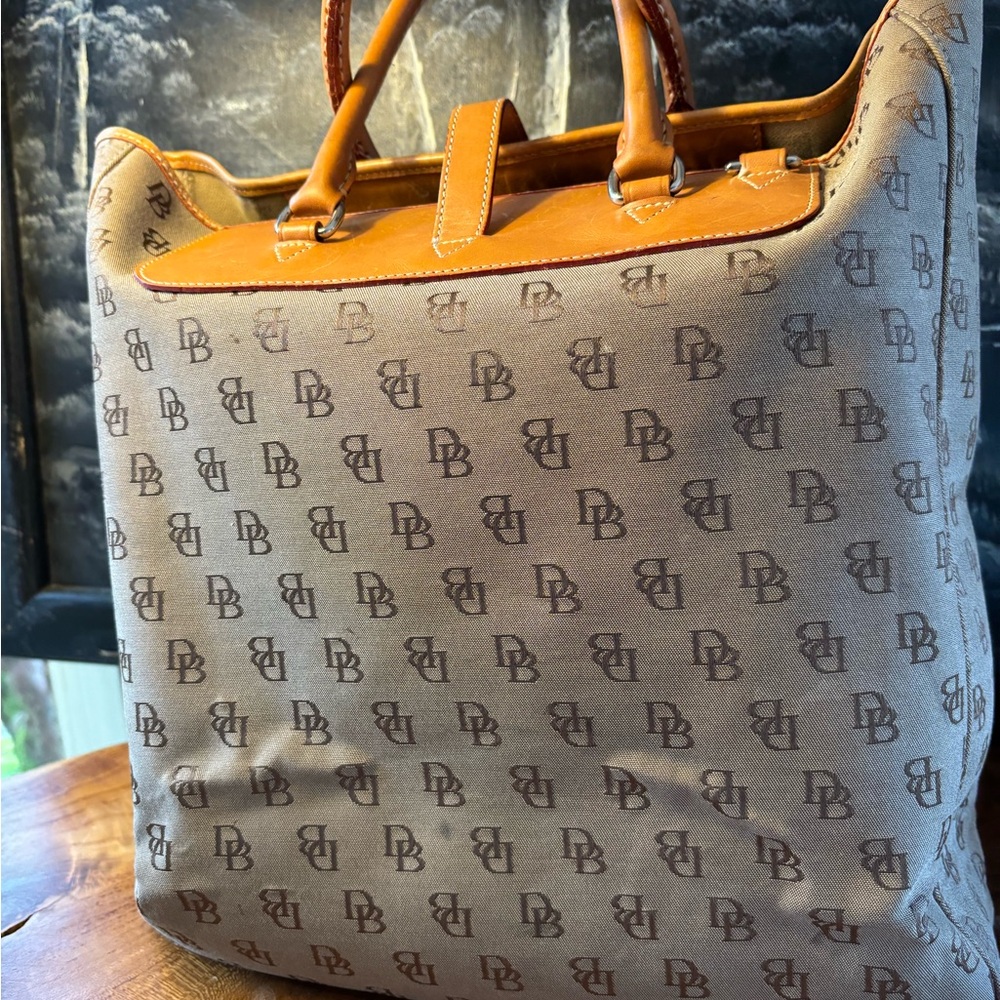 Dooney & Bourke Beige Brown Monogram Large Tote Satchel Bag - Picture 11 of 13